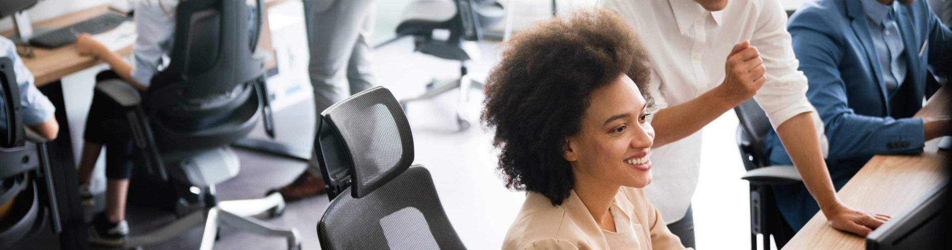 women in busy office setting